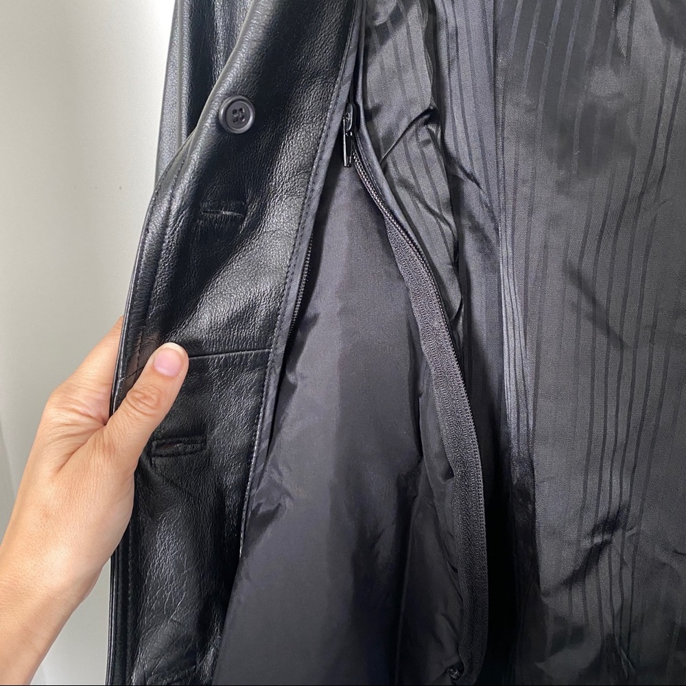 Vintage Leather Blazer Jacket Belted Removable Insulation Black size Medium - Picture 10 of 12